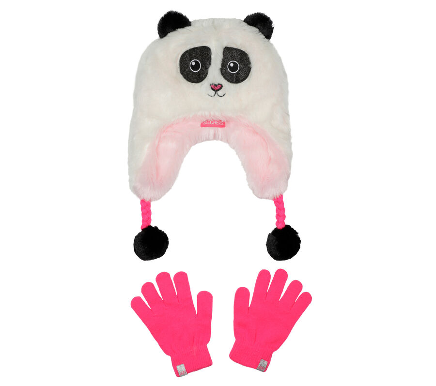Panda Faux Fur Hat and Gloves Set, BIANCO, largeimage number 0