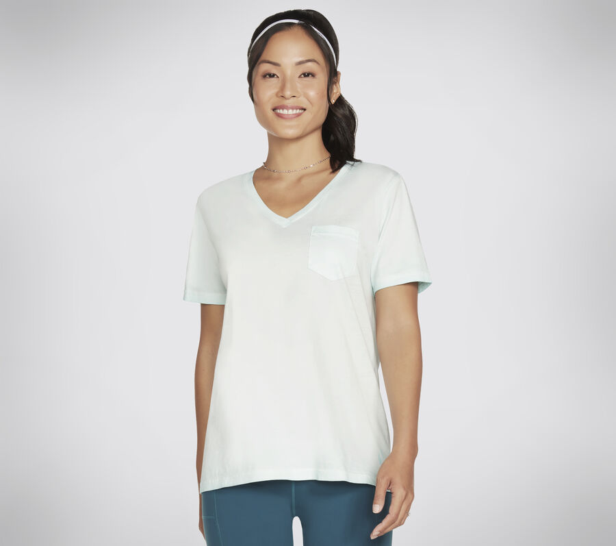 Diamond Wash Hatha V-Neck Pocket Tee, VERDE ACQUA, largeimage number 0