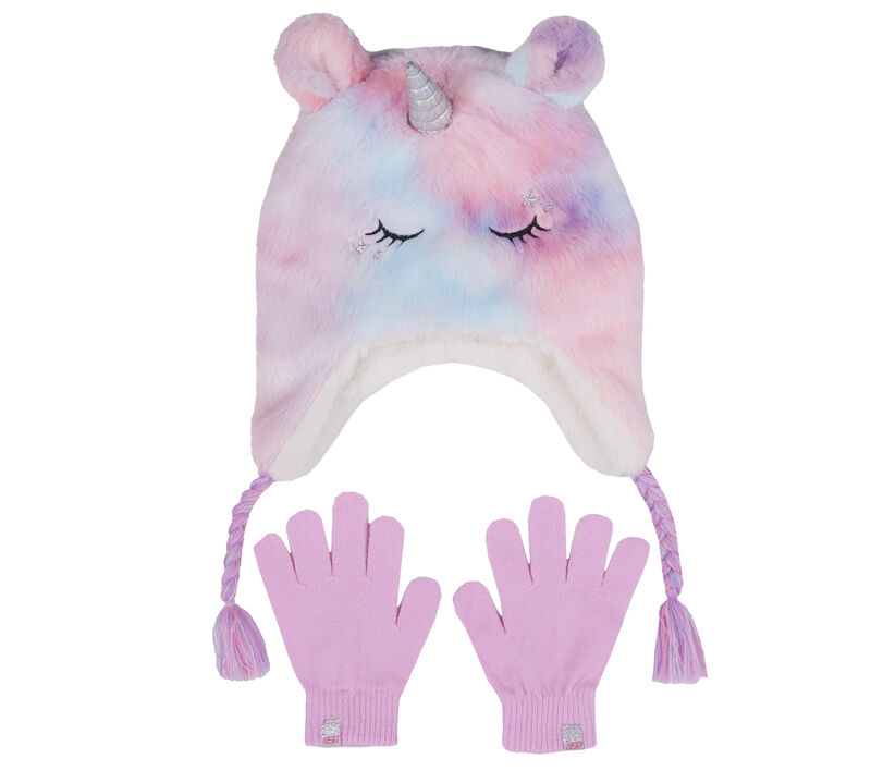 Cold Weather Plush Tie-Dye Unicorn Hat Set, MULTICOLORE, largeimage number 0