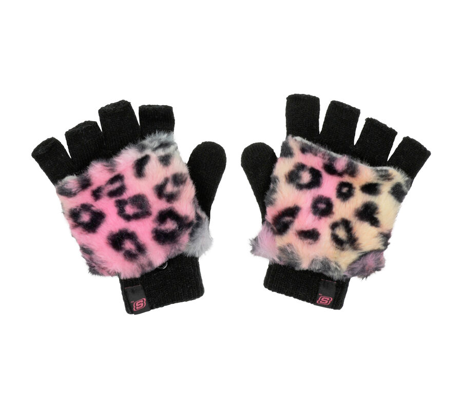 Leopard Kitty Faux Fur Mittens, MULTICOLORE, largeimage number 0